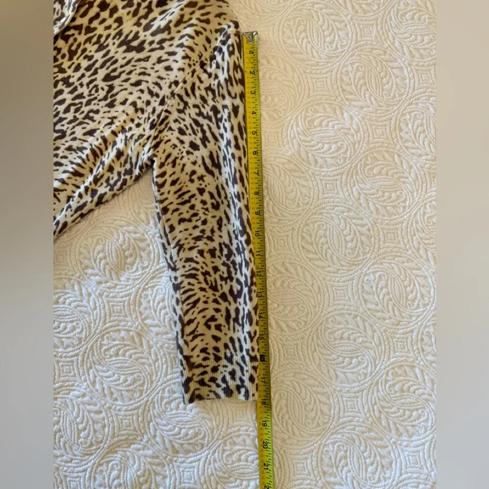 J. Crew Brown and Tan Leopard Print Wool Cardigan - Picture 7 of 9